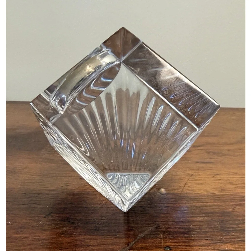 Waterford Crystal Meridian Desk Clock Diamond Cube Fan Cut Quartz Vintage 3.6